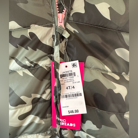 Epic Threads Toddler& Girls Camo Packable Puffer Jacket NWT Various Sizes - Picture 2 of 9